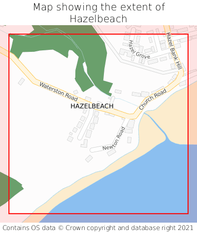 Map showing extent of Hazelbeach as bounding box