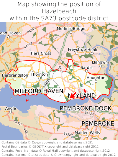 Map showing location of Hazelbeach within SA73