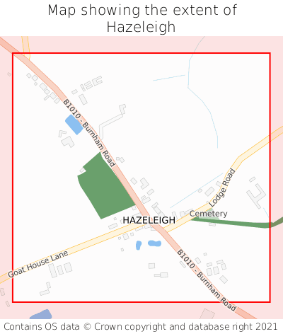 Map showing extent of Hazeleigh as bounding box