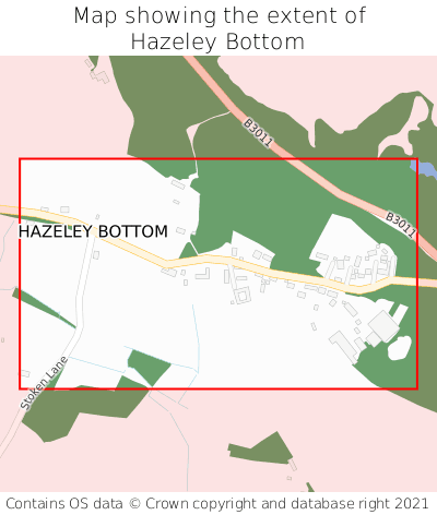 Map showing extent of Hazeley Bottom as bounding box