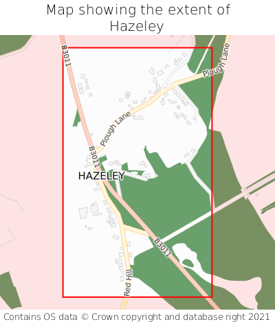 Map showing extent of Hazeley as bounding box