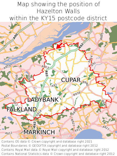 Map showing location of Hazelton Walls within KY15