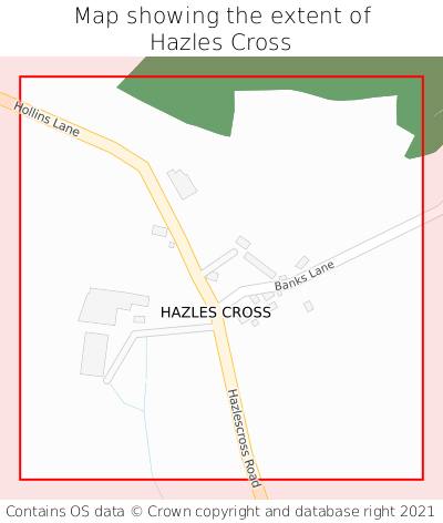 Map showing extent of Hazles Cross as bounding box