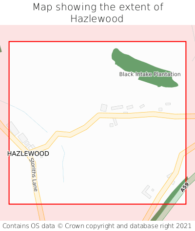 Map showing extent of Hazlewood as bounding box
