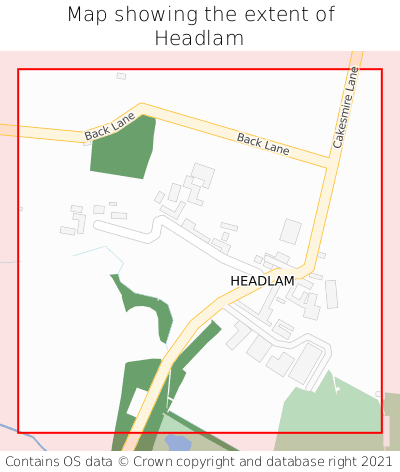 Map showing extent of Headlam as bounding box