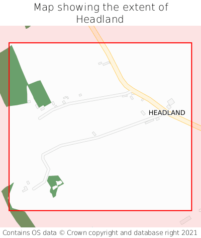 Map showing extent of Headland as bounding box