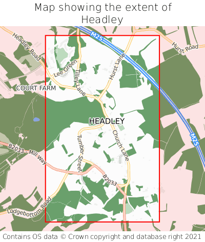Map showing extent of Headley as bounding box