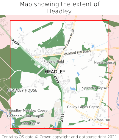 Map showing extent of Headley as bounding box