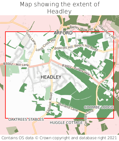 Map showing extent of Headley as bounding box