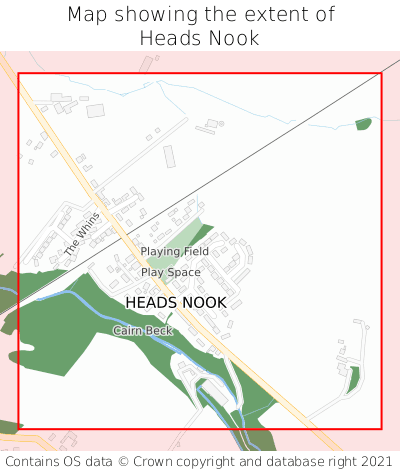 Map showing extent of Heads Nook as bounding box