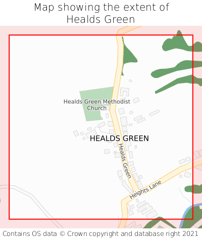 Map showing extent of Healds Green as bounding box