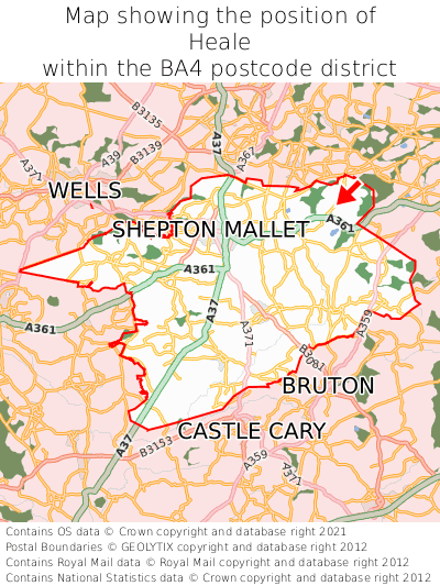 Map showing location of Heale within BA4
