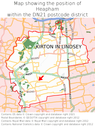 Map showing location of Heapham within DN21