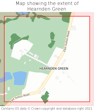 Map showing extent of Hearnden Green as bounding box
