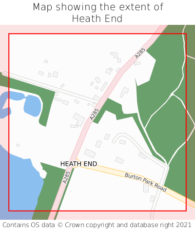 Map showing extent of Heath End as bounding box