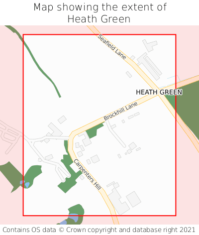 Map showing extent of Heath Green as bounding box