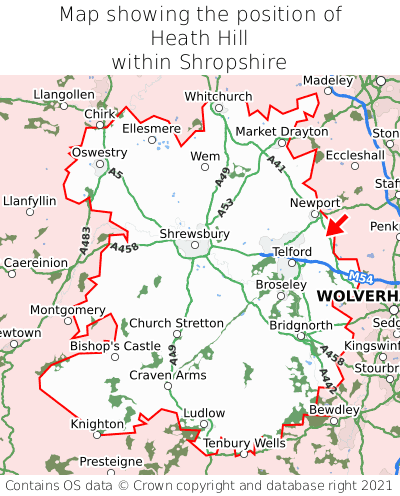 Map showing location of Heath Hill within Shropshire