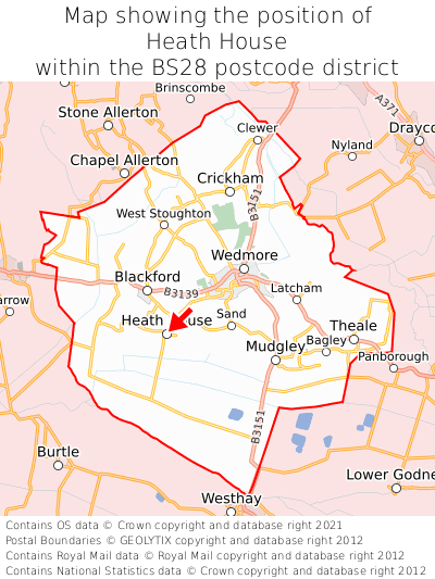 Map showing location of Heath House within BS28