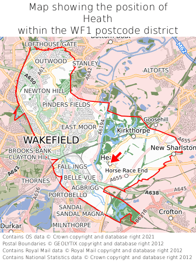 Map showing location of Heath within WF1