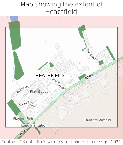 Map showing extent of Heathfield as bounding box