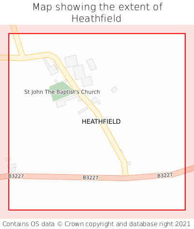 Map showing extent of Heathfield as bounding box