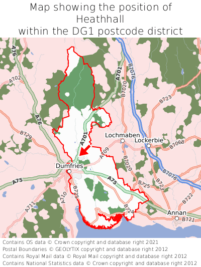 Map showing location of Heathhall within DG1