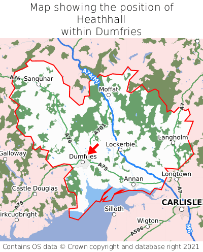 Map showing location of Heathhall within Dumfries
