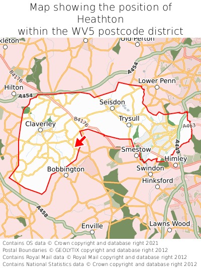 Map showing location of Heathton within WV5