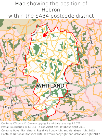 Map showing location of Hebron within SA34