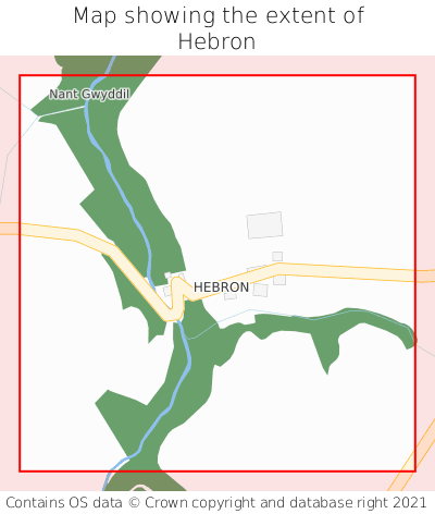 Map showing extent of Hebron as bounding box