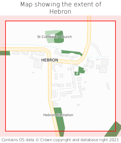 Map showing extent of Hebron as bounding box