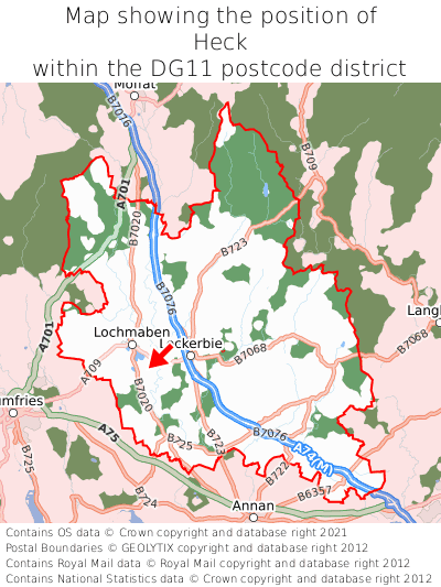 Map showing location of Heck within DG11