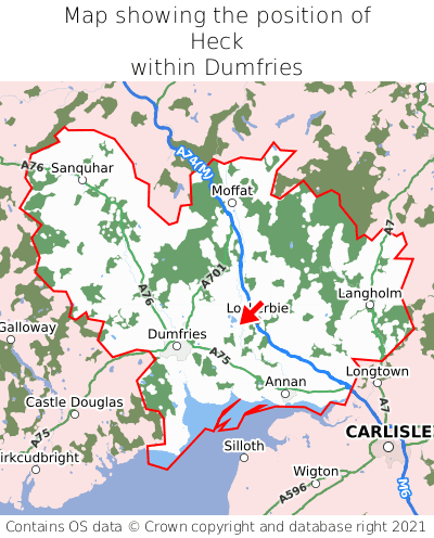 Map showing location of Heck within Dumfries