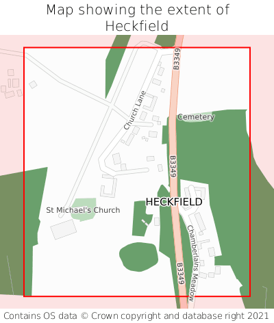 Map showing extent of Heckfield as bounding box