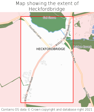 Map showing extent of Heckfordbridge as bounding box