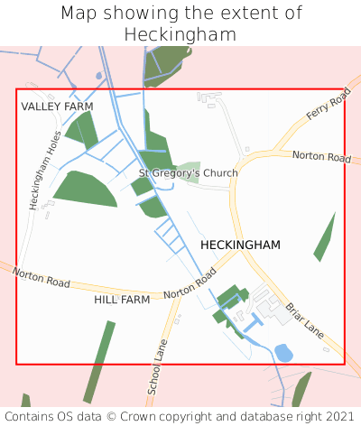 Map showing extent of Heckingham as bounding box