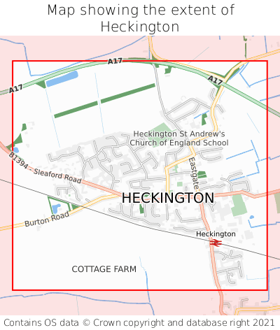 Map showing extent of Heckington as bounding box