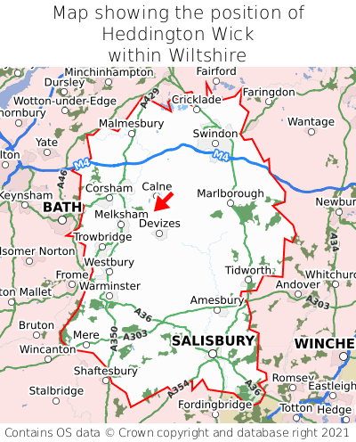 Map showing location of Heddington Wick within Wiltshire