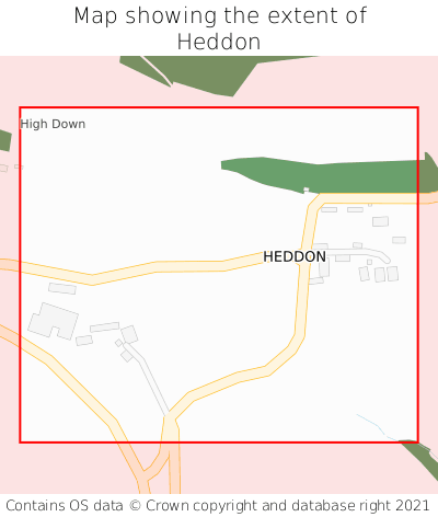 Map showing extent of Heddon as bounding box