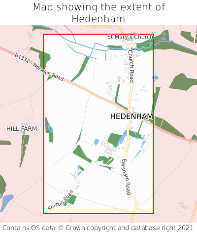 Map showing extent of Hedenham as bounding box
