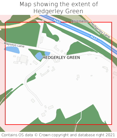 Map showing extent of Hedgerley Green as bounding box