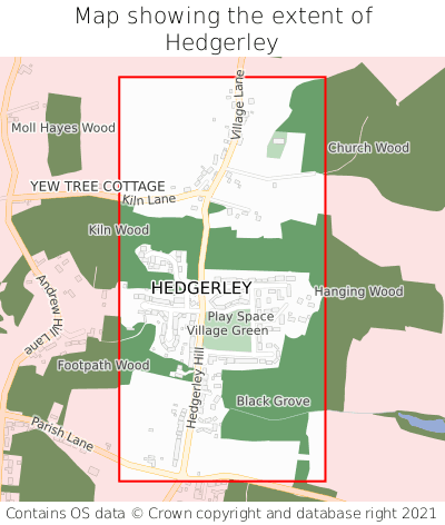 Map showing extent of Hedgerley as bounding box