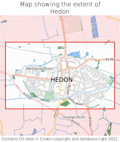 Map showing extent of Hedon as bounding box