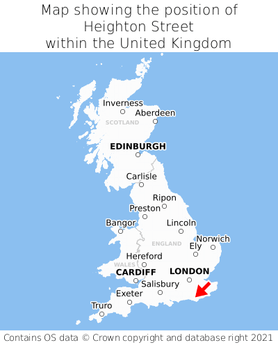 Map showing location of Heighton Street within the UK