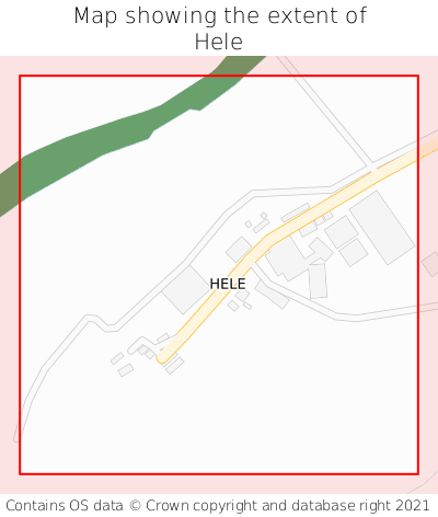 Map showing extent of Hele as bounding box