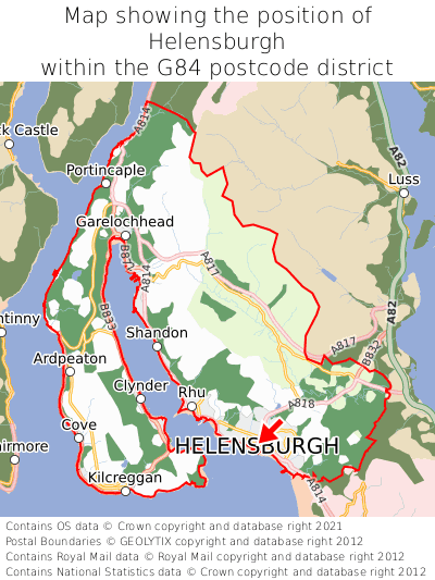 Map showing location of Helensburgh within G84