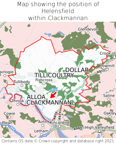 Map showing location of Helensfield within Clackmannan