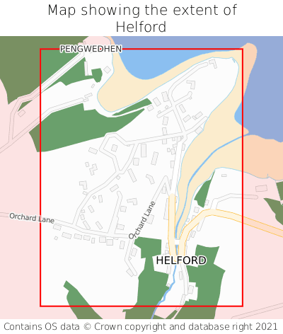 Map showing extent of Helford as bounding box