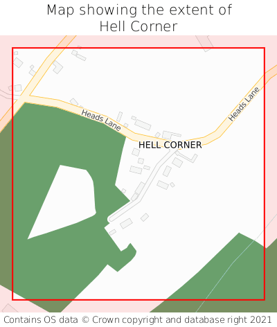 Map showing extent of Hell Corner as bounding box