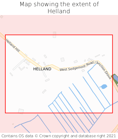 Map showing extent of Helland as bounding box